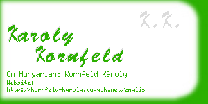 karoly kornfeld business card