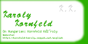 karoly kornfeld business card